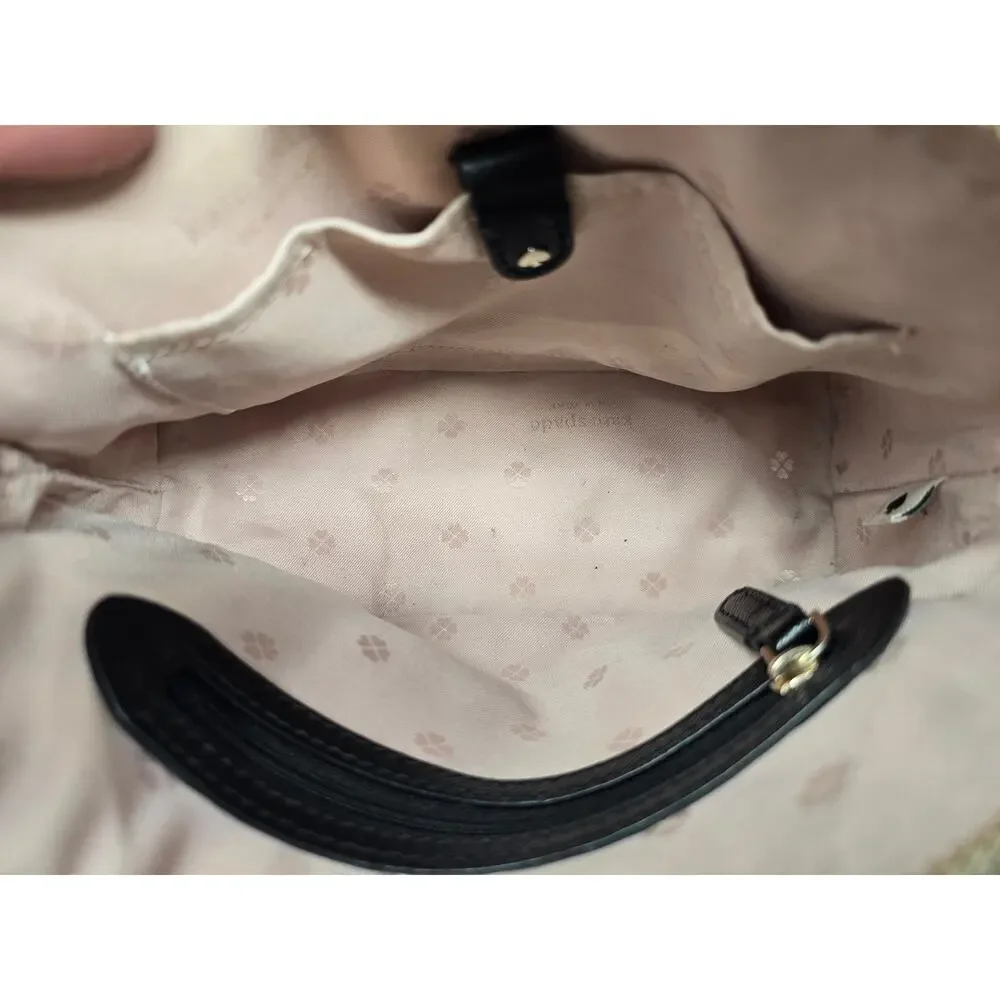 Kate Spade New York Crossbody Purse Black White Leather‎ Shoulder Bag Medium